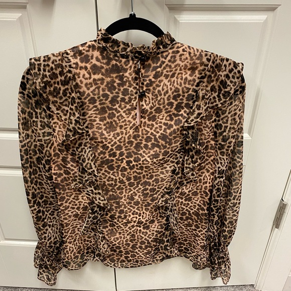 NWOT Rachel Parcel Ruffle Leopard Print blouse xxs - Picture 4 of 5